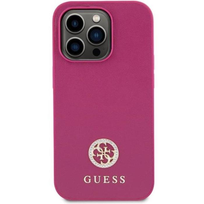 Guess - Guess iPhone 15 Pro Mobilskal Strass Metal Logo - Rosa