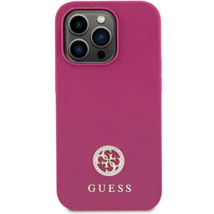 Guess - Guess iPhone 15 Pro Mobilskal Strass Metal Logo - Rosa