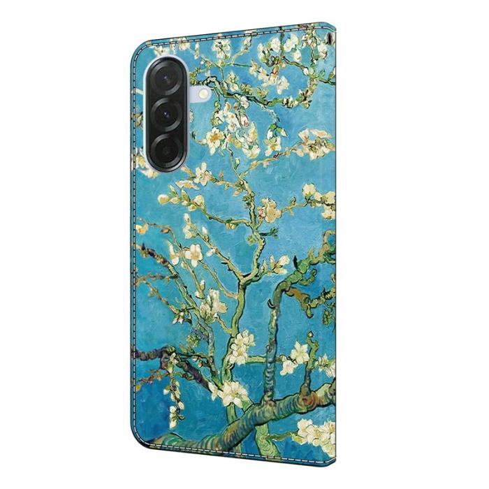 OEM - Samsung Galaxy A37 Plånboksfodral Konstläder Mönstertryck - Aprikosblomma