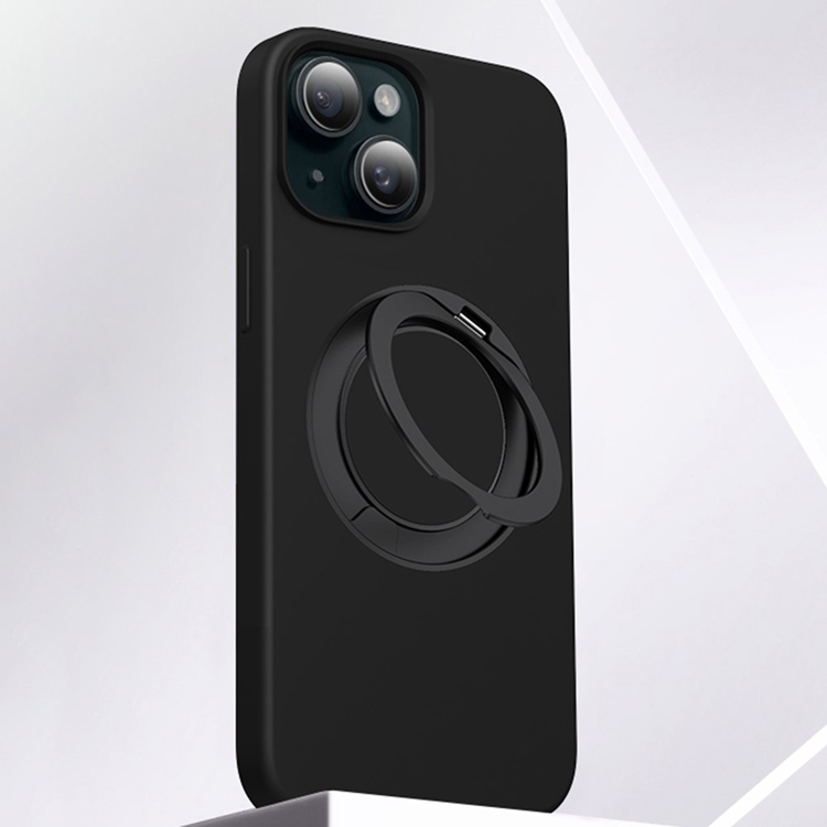 iPhone 15 Mobilskal MagSafe Silikon Roterande Kickstand (Svart) | 2353 | AlltMobil