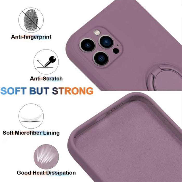 OEM - iPhone 15 Pro Mobilskal Ringhållare Liquid Silikon - Lila
