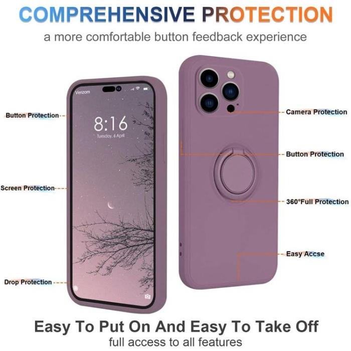 OEM - iPhone 15 Pro Mobilskal Ringhållare Liquid Silikon - Lila
