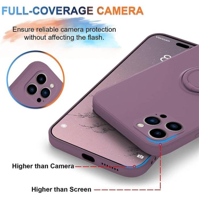 OEM - iPhone 15 Pro Mobilskal Ringhållare Liquid Silikon - Lila