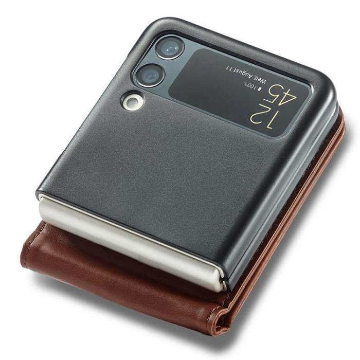 LC.imeeke - LC.IMEEKE Galaxy Z Flip 4 Plånboksfodral PU-Läder - Mörkbrun