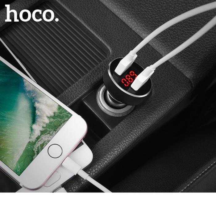 UTGATT1 - HOCO Billaddare double USB med LCD 2,1A Z26 Svart