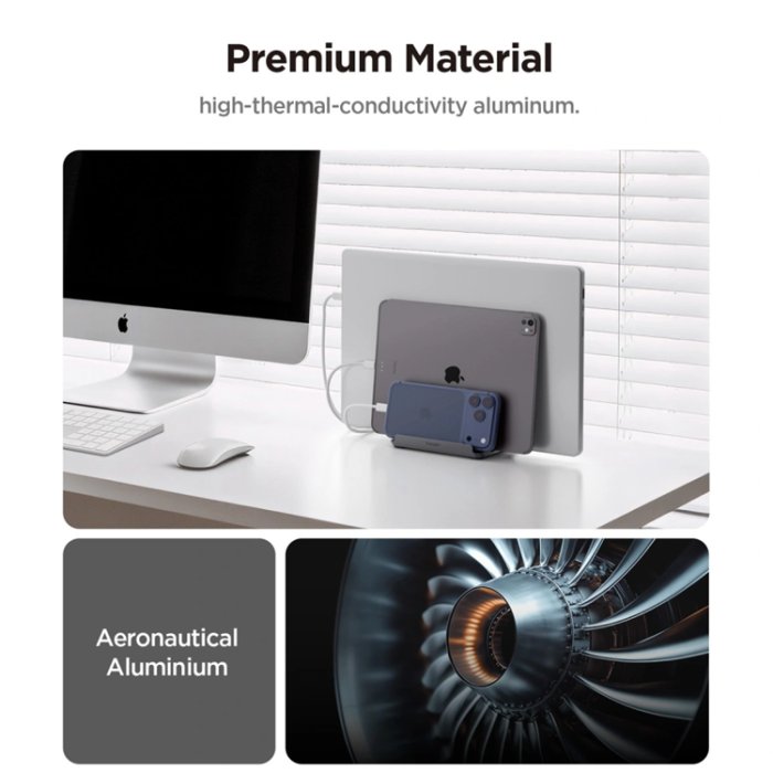 Spigen - Spigen Vertikalt Laptopstativ LD208S4 - Rymdgrå