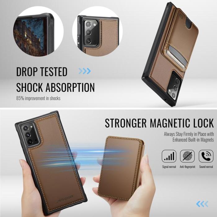 OEM - JEEHOOD Samsung Galaxy Note20 Fodral KonstLäder - Brun