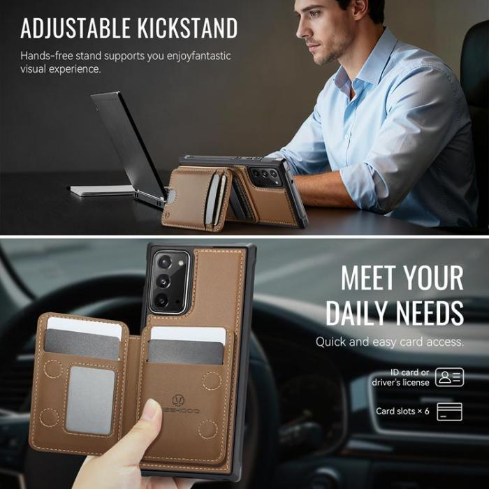 OEM - JEEHOOD Samsung Galaxy Note20 Fodral KonstLäder - Brun