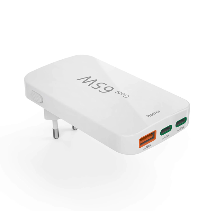 Hama - Hama Snabbladdare 65W 2xUSB-C 1xUSB-A Flat - Vit