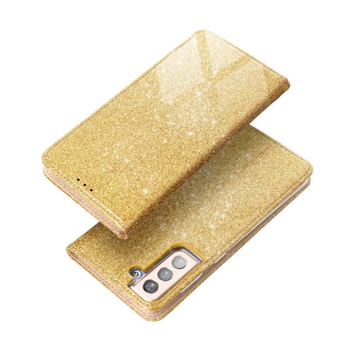 UTGATT1 - Forcell SHINING plånboksfodral till Samsung Galaxy S21 Plus Guld