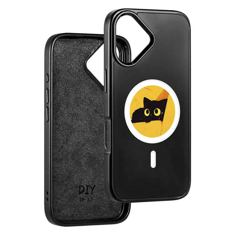 iPhone 17 Mobilskal MagSafe 4 Colors NFC DIY Smart E-Ink Round (Svart) | 2353 | AlltMobil