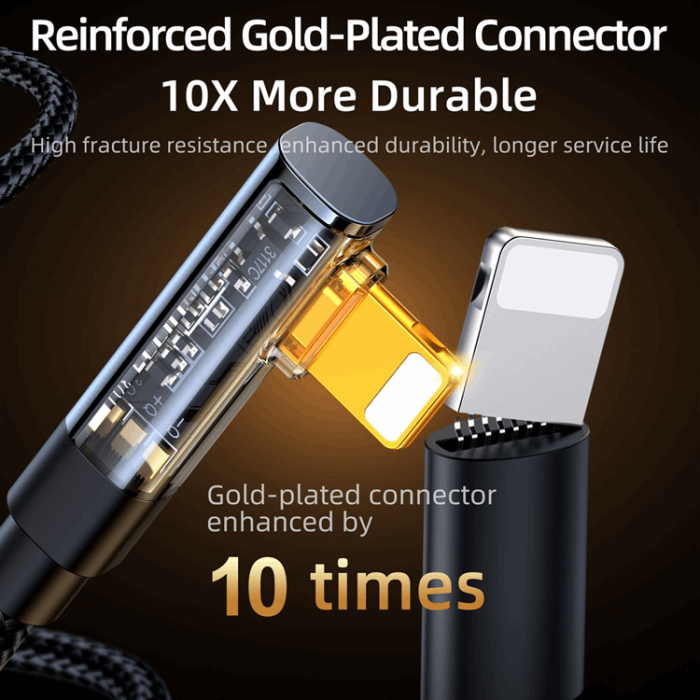 Joyroom - Joyroom Angled USB-A till Lightning kabel 1.2m - Blå