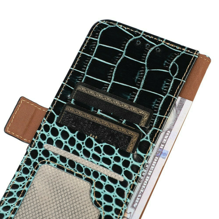 A-One Brand - iPhone Air Plånboksfodral Äkta Läder Crocodile - Grön