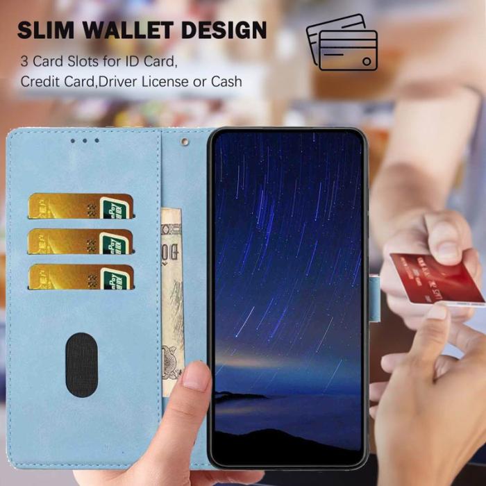 OEM - Samsung Galaxy A57 Plånboksfodral Konstläder Blommönster - Ljusblå