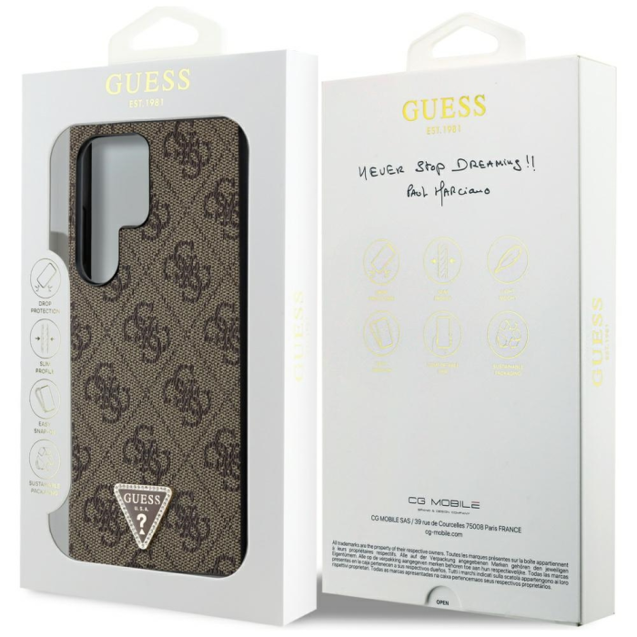 Guess - Guess Galaxy S24 Ultra Mobilskal Triangle Strass - Brun