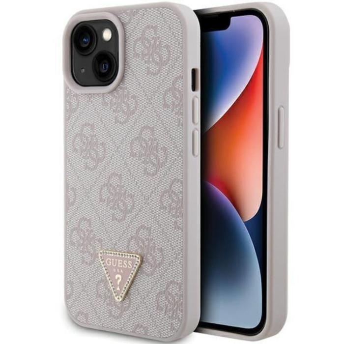 Guess - Guess iPhone 15 Mobilskal Triangle Strass - Rosa