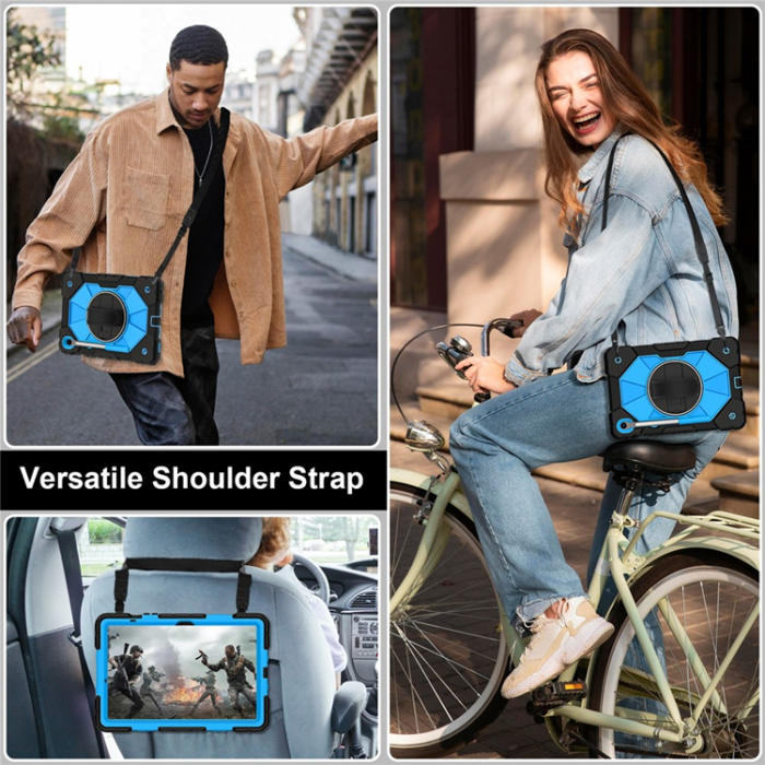 A-One Brand - Galaxy Tab S10 FE/S9 FE/S9 Skal Kickstand med Rem - Svart/Blå