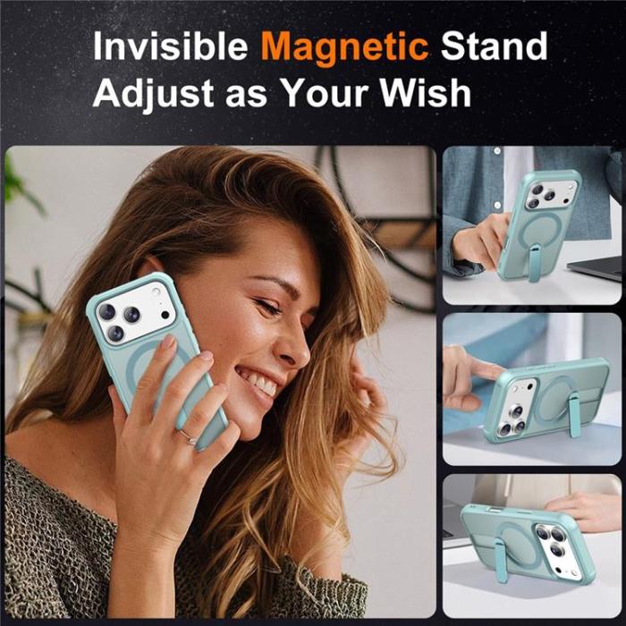 A-One Brand - iPhone 17 Pro Mobilskal MagSafe Kickstand - Lake Blå