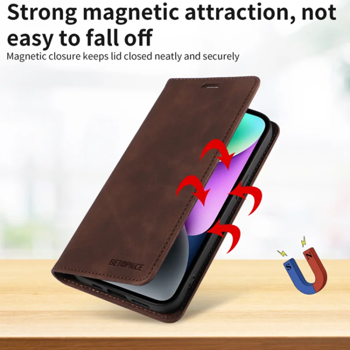 BETOPNICE - Betopnice iPhone 17 Plånboksfodral Magnetic RFID Blocking - Brun