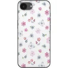 Gustaf - Mobilskal till Apple iPhone 16e med Blommor och fj&auml;rillar