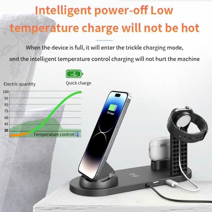 OEM - 6in1 Trådlös Laddare Apple och Samsung 15W - B07A