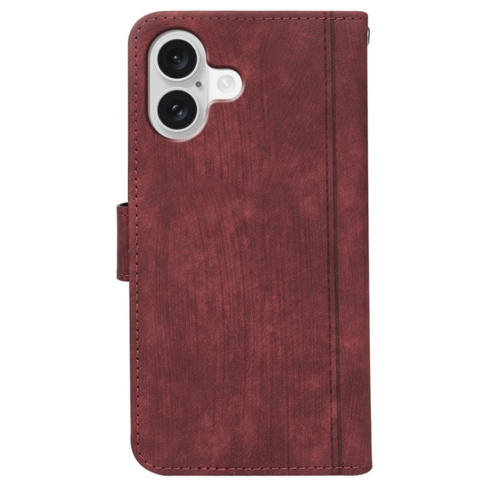 A-One Brand - iPhone 17 Plånboksfodral Line Pattern Läder - Röd