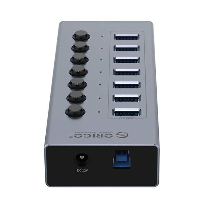 ORICO - Orico Hubb 7xUSB-A 3.0 med Strömbrytare - Grå