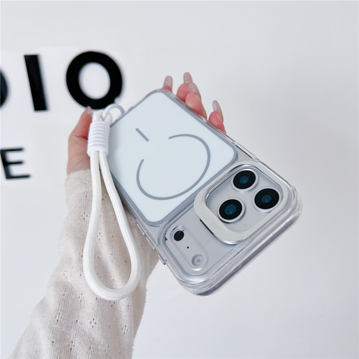 A-One Brand - iPhone 17 Pro Mobilskal MagSafe med Handrem Lens Kickstand - Vit