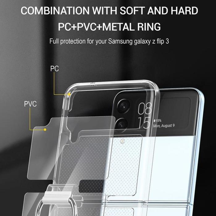 A-One Brand - Galaxy Z Flip 4 Skal TPU Ringhållare - Clear