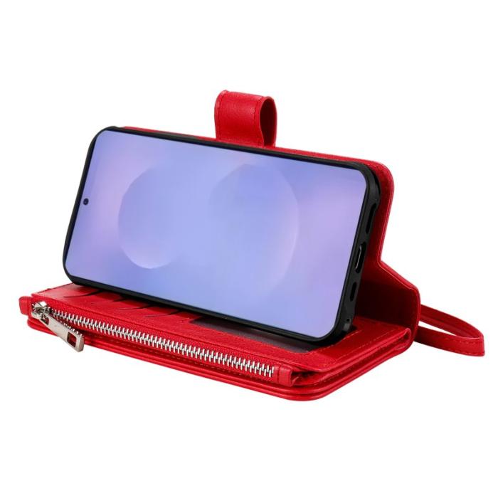 OEM - Plånboksfodral för Samsung Galaxy S26 Plus Magnetiskt Konstläder - Röd