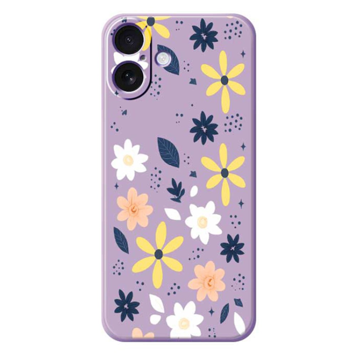 A-One Brand - iPhone 17 Mobilskal Colorful Floral Blue Leaves TPU - Lila