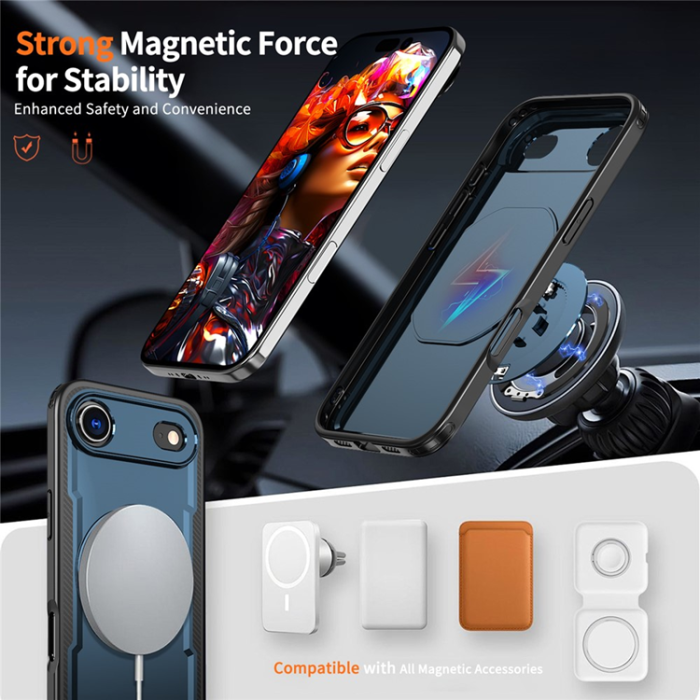 A-One Brand - iPhone 17 Air Mobilskal MagSafe TPU+PC Kickstand - Blå