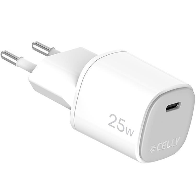Celly Snabbladdare GaN 1 x USB-C PD 25W - Vit | 505295 | AlltMobil