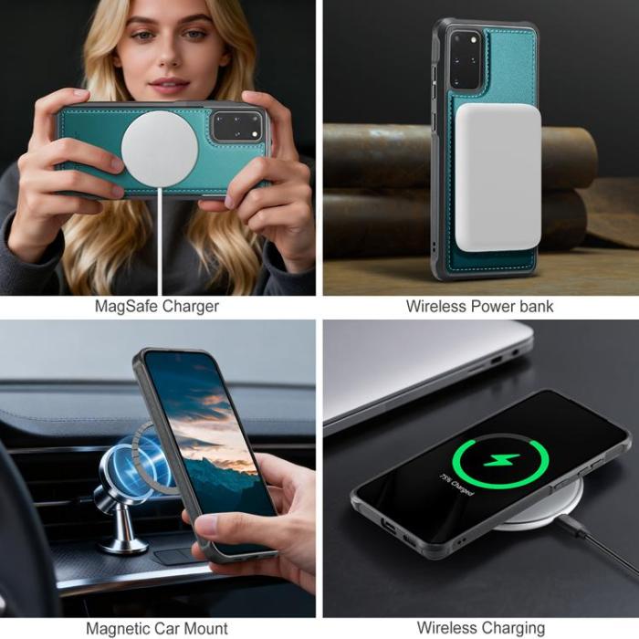 OEM - JEEHOOD Mobilskal till Samsung Galaxy S20 Plus Konstläder - Blå