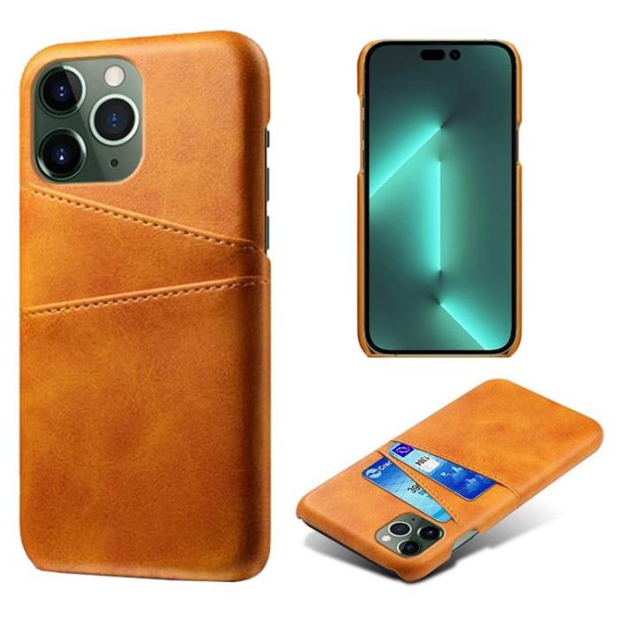 OEM - iPhone 14 Pro Skal Korthållare PU Läder - Orange