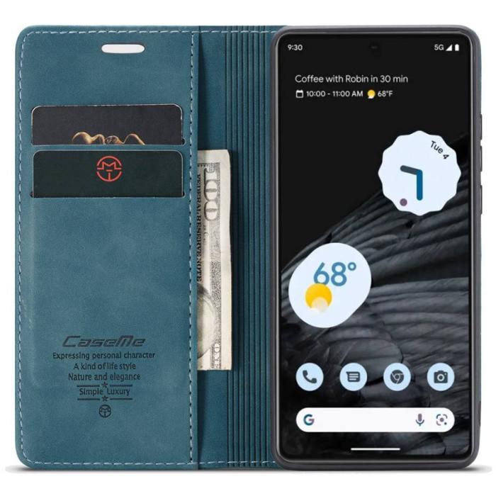 Caseme - CASEME 013 Flip Konstläder Plånboksfodral för Google Pixel 7 5G - Blå