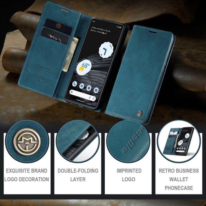 Caseme - CASEME 013 Flip Konstläder Plånboksfodral för Google Pixel 7 5G - Blå