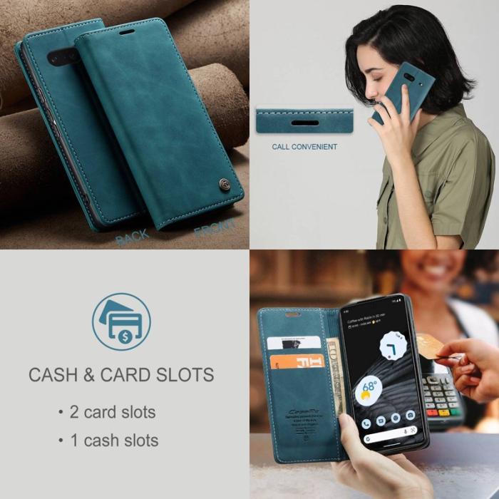 Caseme - CASEME 013 Flip Konstläder Plånboksfodral för Google Pixel 7 5G - Blå
