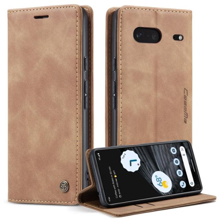 Caseme - CASEME 013 Flip Konstläder Plånboksfodral för Google Pixel 7 5G - Brun