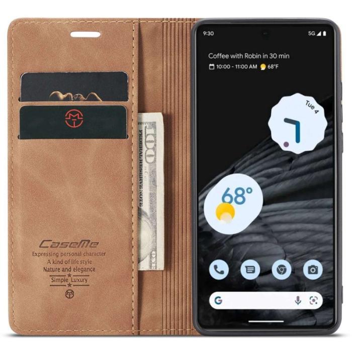 Caseme - CASEME 013 Flip Konstläder Plånboksfodral för Google Pixel 7 5G - Brun