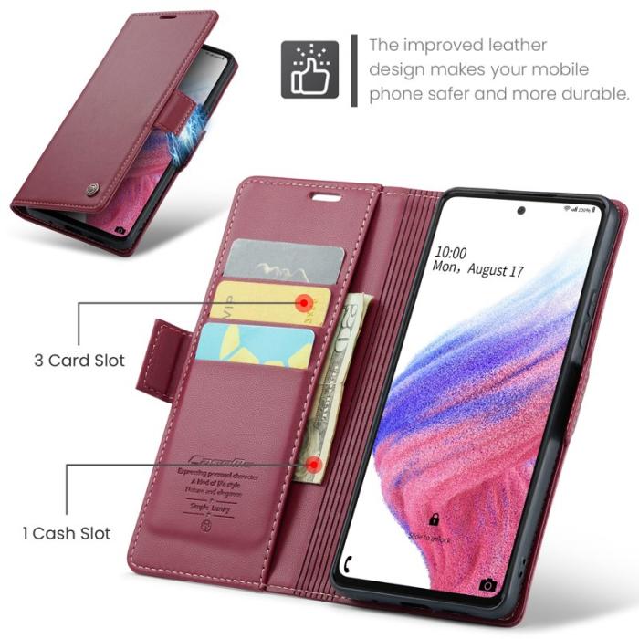 Caseme - CASEME Plånboksfodral Konstläder för Samsung Galaxy A53 5G - Röd