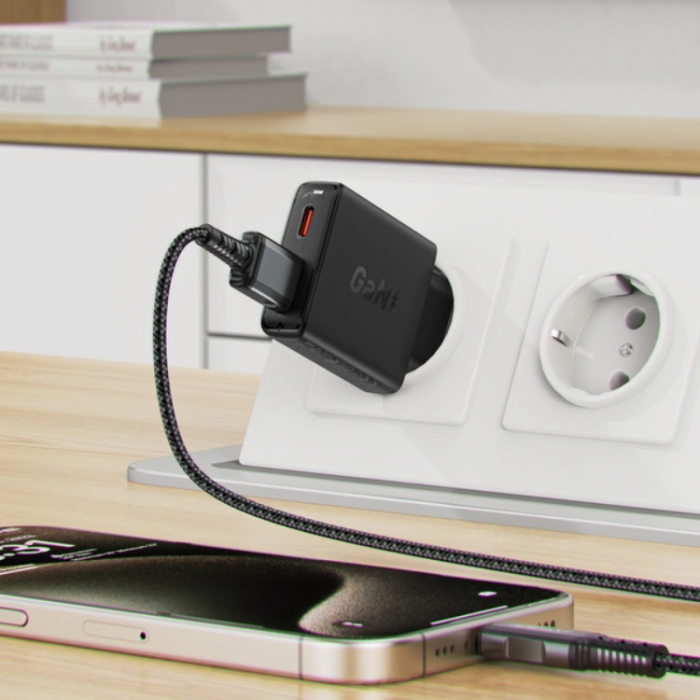 Acefast - Acefast Väggladdare USB-C/USB-A 30W GaN - Svart