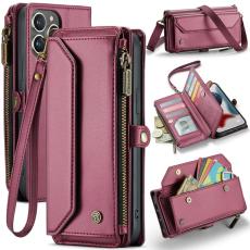 Caseme - CASEME Pl&aring;nboksfodral Konstl&auml;der iPhone 13 Pro Max med kortfack Vinr&ouml;d
