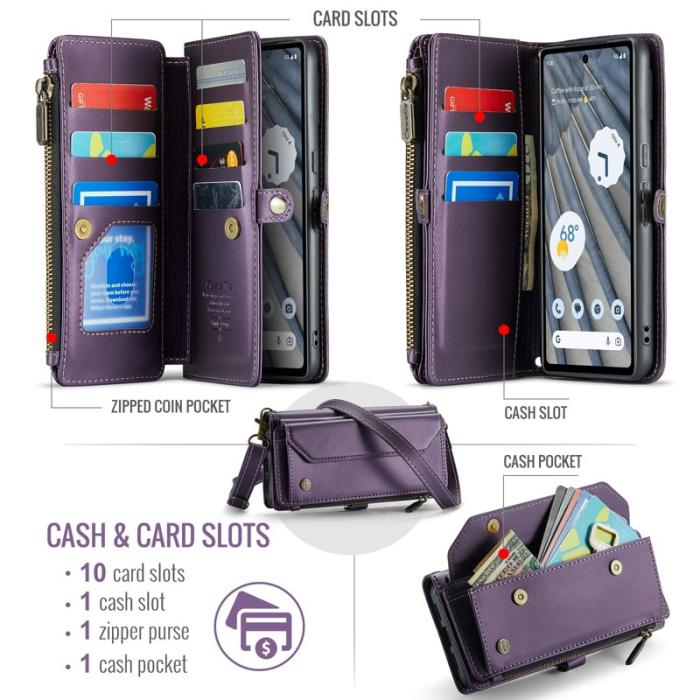 Caseme - CASEME Plånboksfodral Konstläder till Google Pixel 7a - Lila