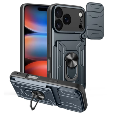 A-One Brand - iPhone 17 Pro Max Mobilskal Kamera Slider PC + TPU Kickstand - Titangrå