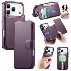CASENEO - CASENEO iPhone 17 Pro Pl&aring;nboksfodral Magnetiskt RFID-Skydd Konstl&auml;der - Lila