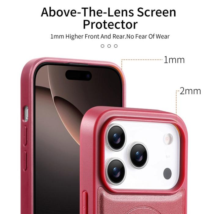 CASENEO - CASENEO iPhone 17 Pro Fodral Magnetiskt KonstLäder - Röd