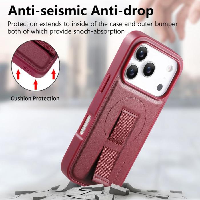 CASENEO - CASENEO iPhone 17 Pro Fodral Magnetiskt KonstLäder - Röd
