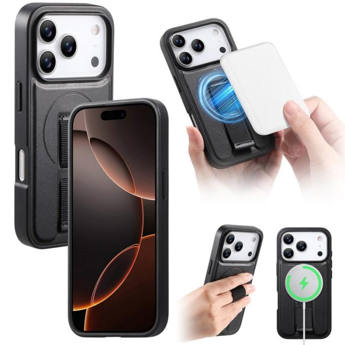 CASENEO - CASENEO iPhone 17 Pro Fodral Magnetiskt KonstLäder - Svart