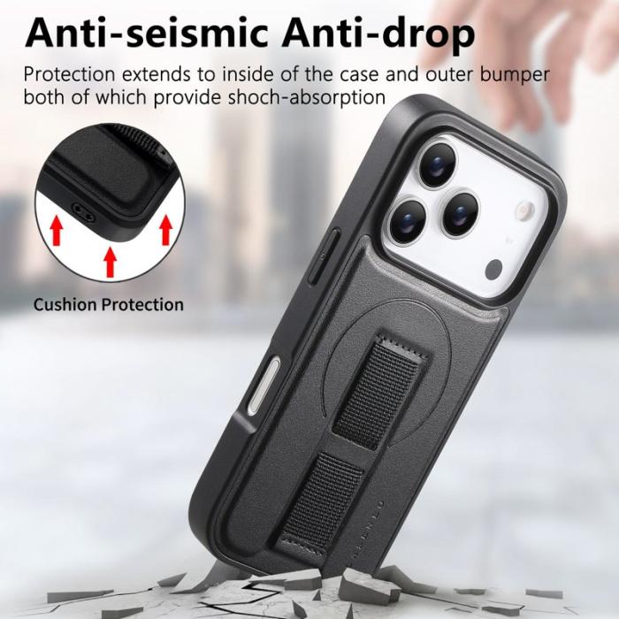 CASENEO - CASENEO iPhone 17 Pro Fodral Magnetiskt KonstLäder - Svart